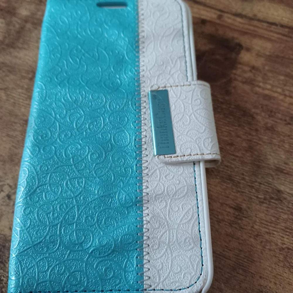 Thankscase two-tone design (teal/white) Samsung Galaxy S6 Phone case w/pocket